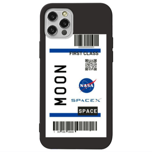 Apple iPhone 12 Pro Moon spacex Black Colored Silicone TPU Θήκη