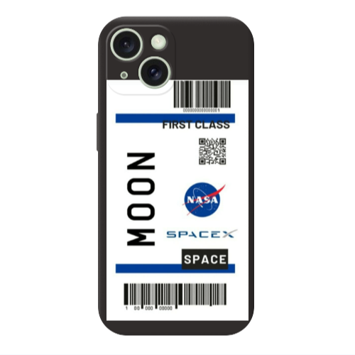Apple iPhone 15 Moon spacex Black Colored Silicone TPU Θήκη