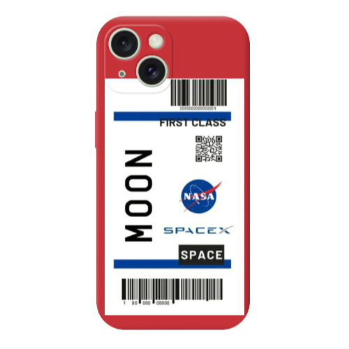 Apple iPhone 15 Moon spacex Red Colored Silicone TPU Θήκη