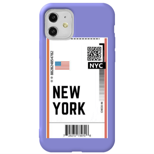Apple iPhone 11  New York NYC Purple Colored Silicone TPU Θήκη