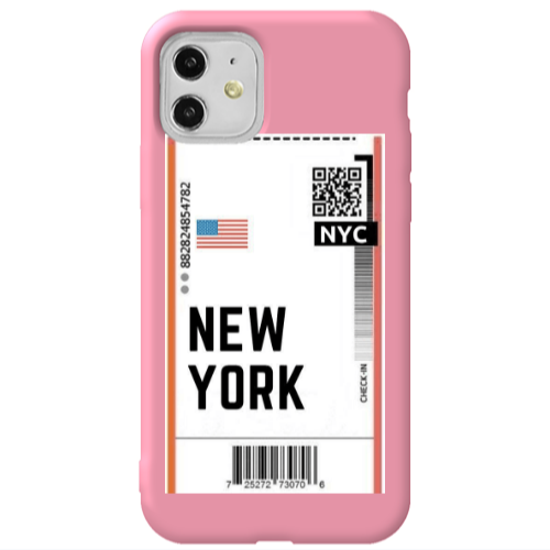 Apple iPhone 11  New York NYC Pink Colored Silicone TPU Θήκη