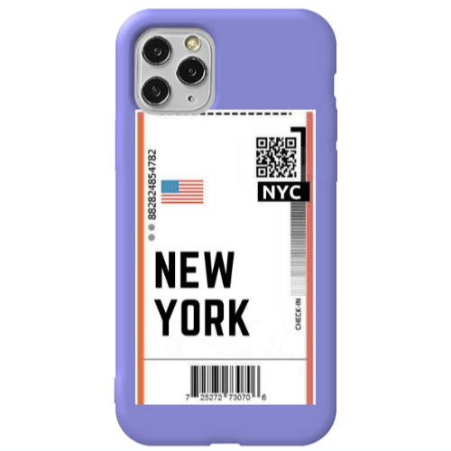 Apple iPhone 11 Pro New York NYC Purple Colored Silicone TPU Θήκη