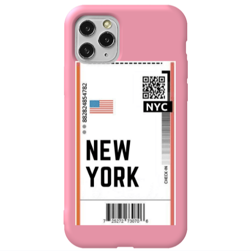 Apple iPhone 11 Pro New York NYC Pink Colored Silicone TPU Θήκη