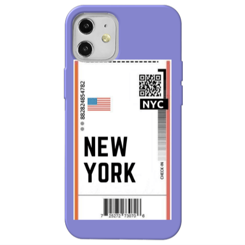 Apple iPhone 12 New York NYC Purple Colored Silicone TPU Θήκη