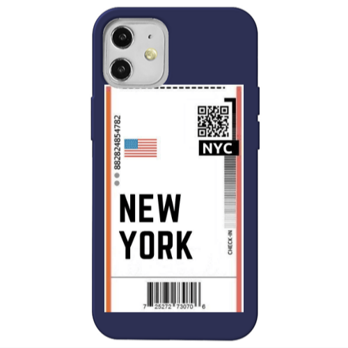 Apple iPhone 12 New York NYC Dark blue Colored Silicone TPU Θήκη