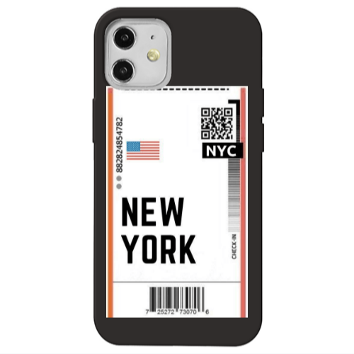 Apple iPhone 12 New York NYC Black Colored Silicone TPU Θήκη