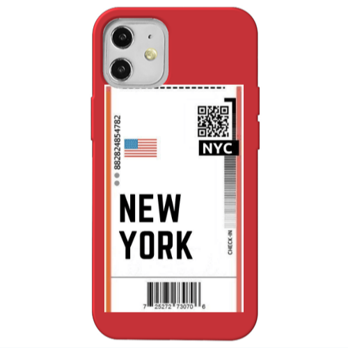 Apple iPhone 12 New York NYC Red Colored Silicone TPU Θήκη