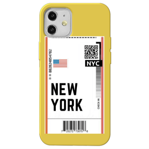 Apple iPhone 12 New York NYC Yellow Colored Silicone TPU Θήκη