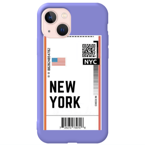 Apple iPhone 13 New York NYC Purple Colored Silicone TPU Θήκη