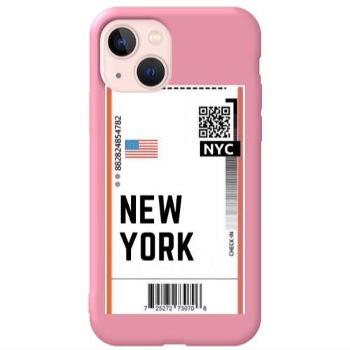 Apple iPhone 13 New York NYC Pink Colored Silicone TPU Θήκη