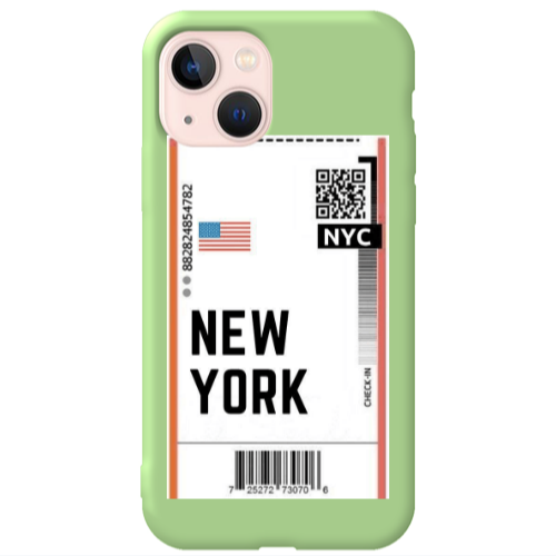 Apple iPhone 13 New York NYC Light Green Colored Silicone TPU Θήκη