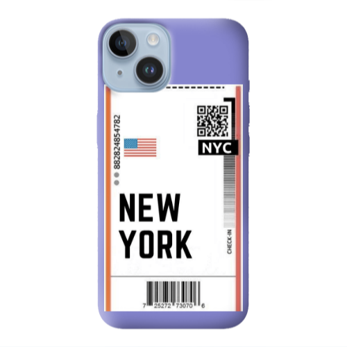 Apple iPhone 14  New York NYC Purple Colored Silicone TPU Θήκη