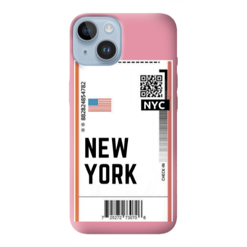 Apple iPhone 14 Plus New York NYC Pink Colored Silicone TPU Θήκη