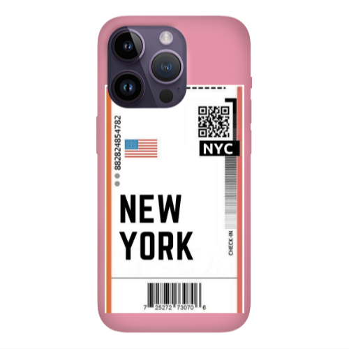 Apple iPhone 14 Pro  New York NYC Pink Colored Silicone TPU Θήκη