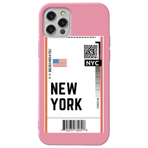 Apple iPhone 13 Pro New York NYC Pink Colored Silicone TPU Θήκη
