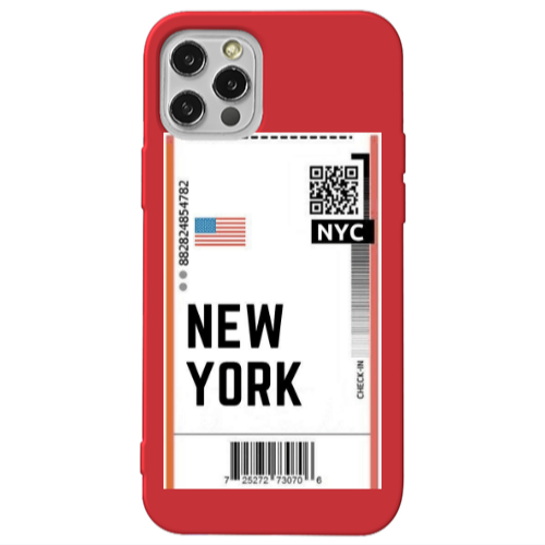 Apple iPhone 12 Pro New York NYC Red Colored Silicone TPU Θήκη