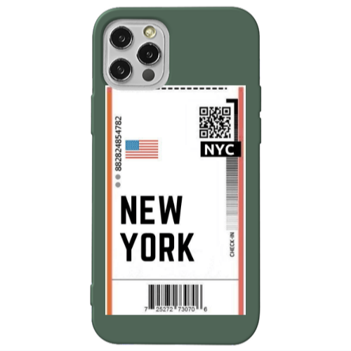 Apple iPhone 12 Pro New York NYC Dark Green Colored Silicone TPU Θήκη
