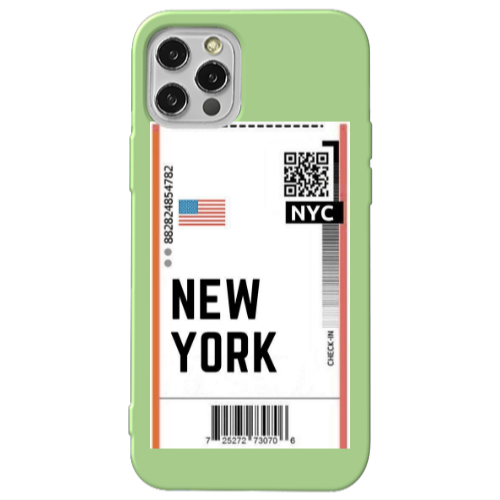 Apple iPhone 12 Pro New York NYC Light Green Colored Silicone TPU Θήκη