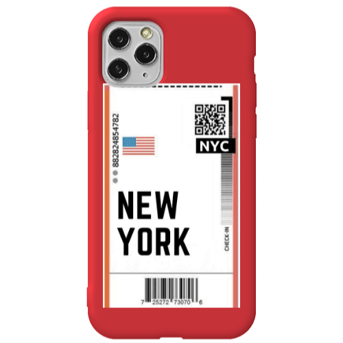 Apple iPhone 11 Pro Max New York NYC Red Colored Silicone TPU Θήκη