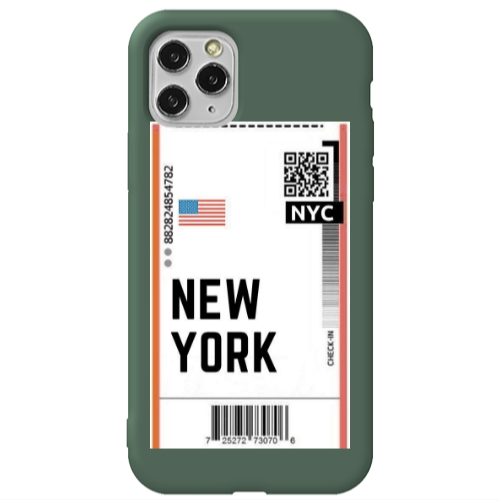 Apple iPhone 11 Pro Max New York NYC Dark Green Colored Silicone TPU Θήκη