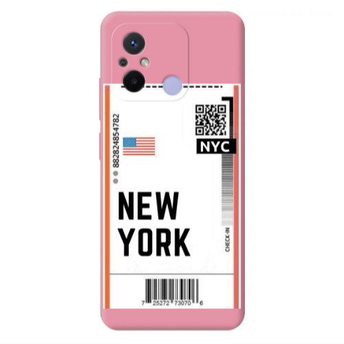Xiaomi Redmi 12C New York NYC Pink Colored Silicone TPU Θήκη