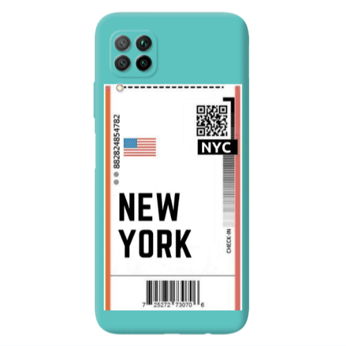 Huawei P40 Lite New York NYC Turquoise Colored Silicone TPU Θήκη