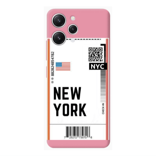Xiaomi Redmi 12 New York NYC Pink Colored Silicone TPU Θήκη