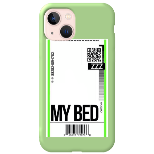 Apple iPhone 13 My Bed ZZZ Light Green Colored Silicone TPU Θήκη