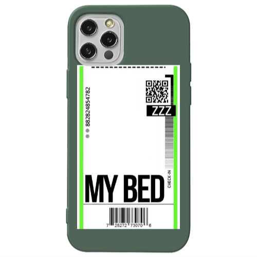 Apple iPhone 12 Pro My Bed ZZZ Dark Green Colored Silicone TPU Θήκη