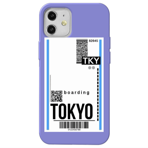 Apple iPhone 12 Tokyo Boarding Purple Colored Silicone TPU Θήκη