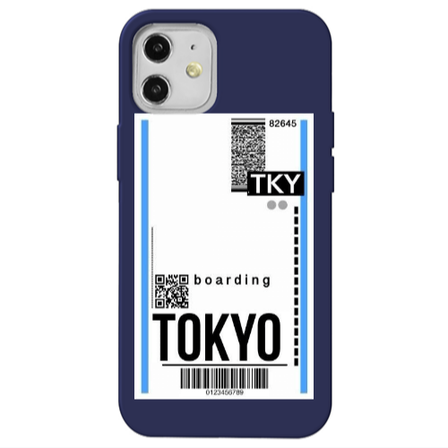 Apple iPhone 12 Tokyo Boarding Dark blue Colored Silicone TPU Θήκη