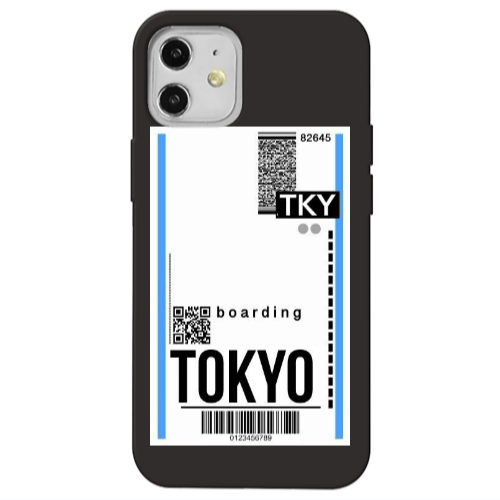 Apple iPhone 12 Tokyo Boarding Black Colored Silicone TPU Θήκη