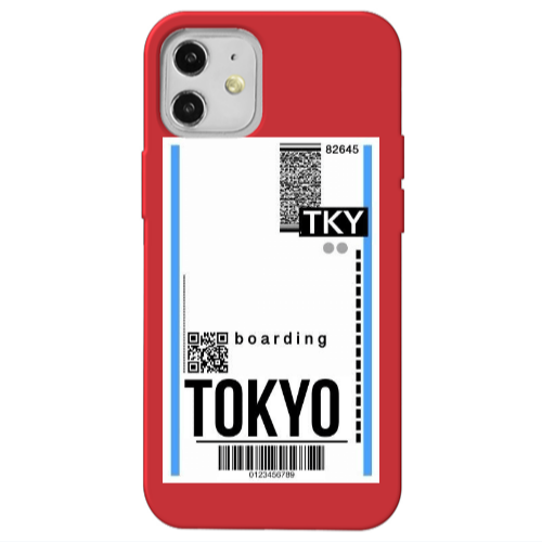 Apple iPhone 12 Tokyo Boarding Red Colored Silicone TPU Θήκη
