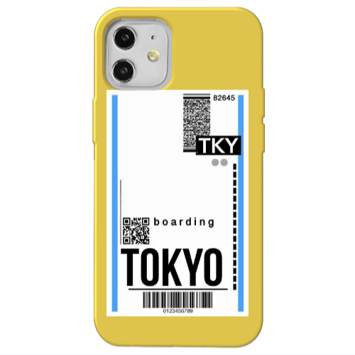 Apple iPhone 12 Tokyo Boarding Yellow Colored Silicone TPU Θήκη