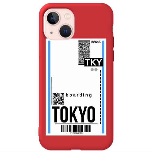 Apple iPhone 13 Tokyo Boarding Red Colored Silicone TPU Θήκη