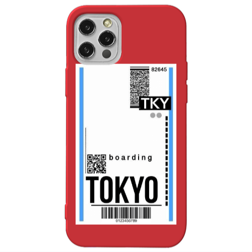 Apple iPhone 12 Pro Tokyo Boarding Red Colored Silicone TPU Θήκη