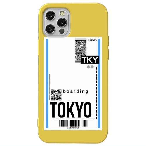 Apple iPhone 12 Pro Tokyo Boarding Yellow Colored Silicone TPU Θήκη