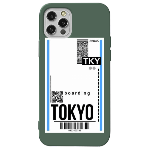 Apple iPhone 12 Pro Tokyo Boarding Dark Green Colored Silicone TPU Θήκη