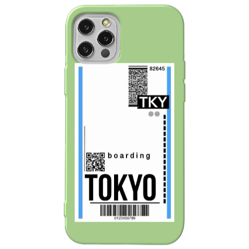 Apple iPhone 12 Pro Tokyo Boarding Light Green Colored Silicone TPU Θήκη