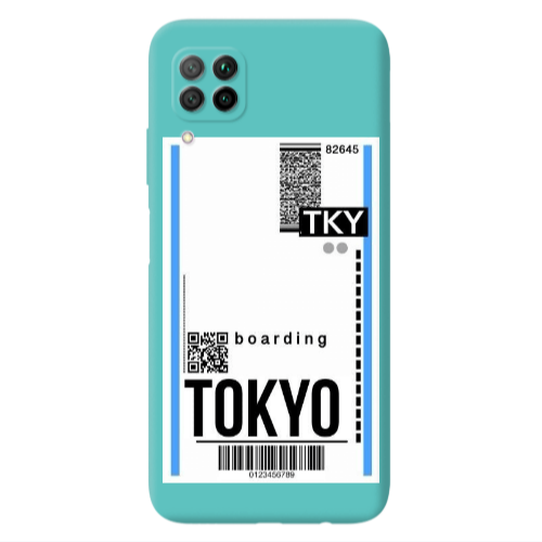 Huawei P40 Lite Tokyo Boarding Turquoise Colored Silicone TPU Θήκη