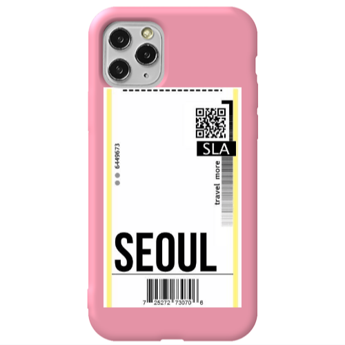 Apple iPhone 11 Pro Seoul Travel More Pink Colored Silicone TPU Θήκη