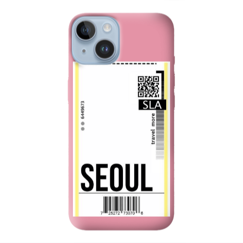 Apple iPhone 14 Plus Seoul Travel More Pink Colored Silicone TPU Θήκη