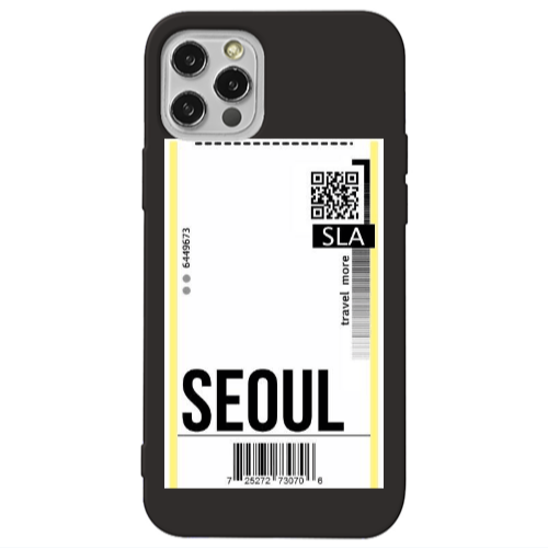 Apple iPhone 12 Pro Max Seoul Travel More Black Colored Silicone TPU Θήκη