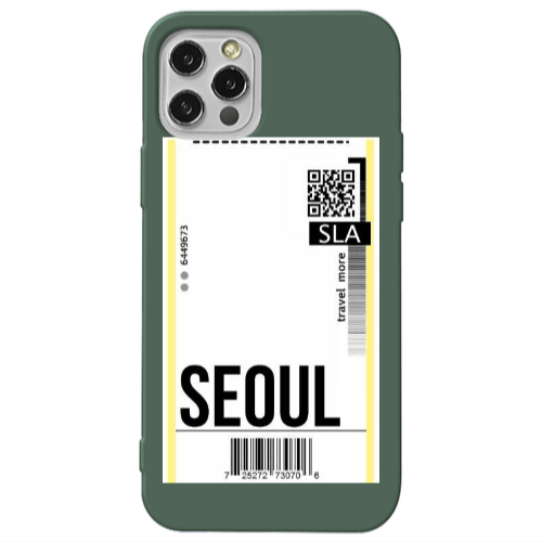 Apple iPhone 12 Pro Max Seoul Travel More Dark Green Colored Silicone TPU Θήκη