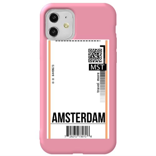 Apple iPhone 11  Amsterdam Travel More Pink Colored Silicone TPU Θήκη