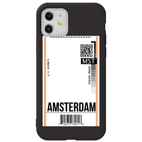 Apple iPhone 11  Amsterdam Travel More Black Colored Silicone TPU Θήκη