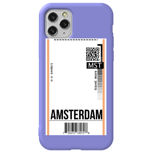Apple iPhone 11 Pro Amsterdam Travel More Purple Colored Silicone TPU Θήκη
