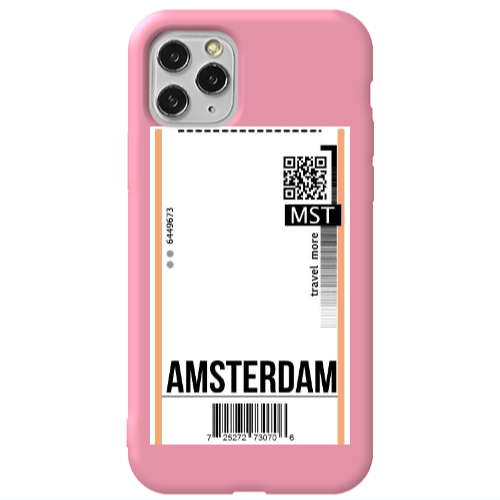 Apple iPhone 11 Pro Amsterdam Travel More Pink Colored Silicone TPU Θήκη