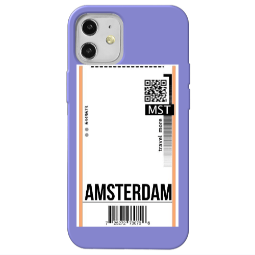 Apple iPhone 12 Amsterdam Travel More Purple Colored Silicone TPU Θήκη