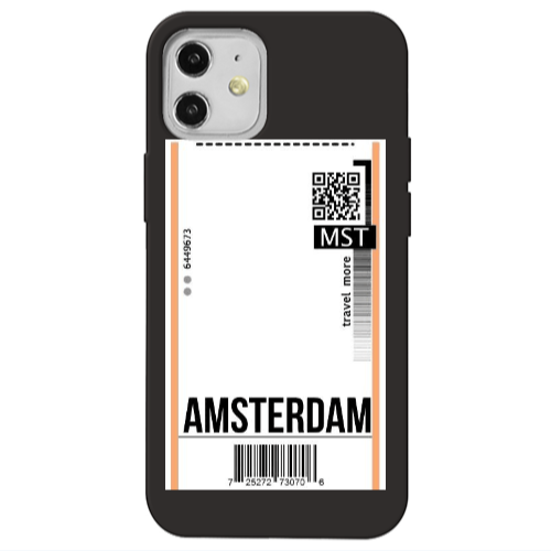 Apple iPhone 12 Amsterdam Travel More Black Colored Silicone TPU Θήκη